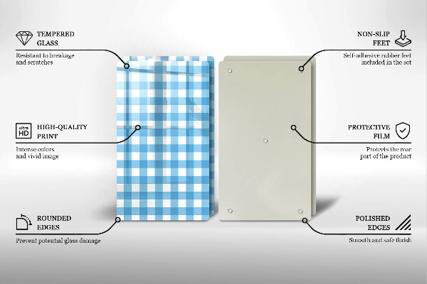 Zaščitna plošča za štedilnik Modro-bel karo vzorec