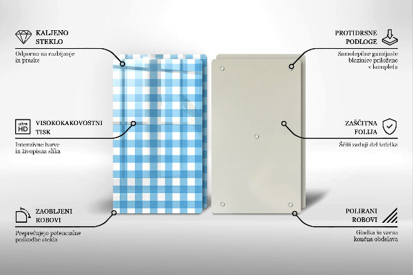 Zaščitna plošča za štedilnik Modro-bel karo vzorec