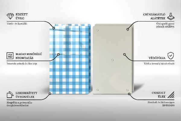 Zaščitna plošča za štedilnik Modro-bel karo vzorec