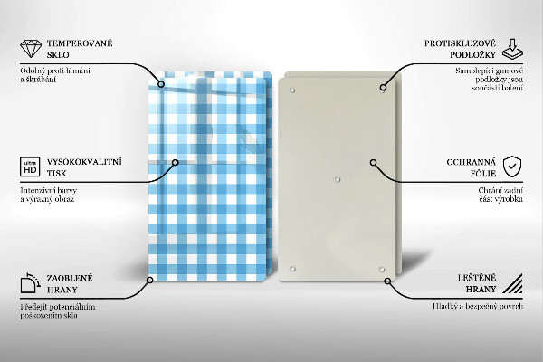 Zaščitna plošča za štedilnik Modro-bel karo vzorec