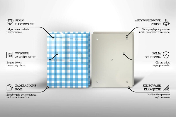 Zaščitna plošča za štedilnik Modro-bel karo vzorec