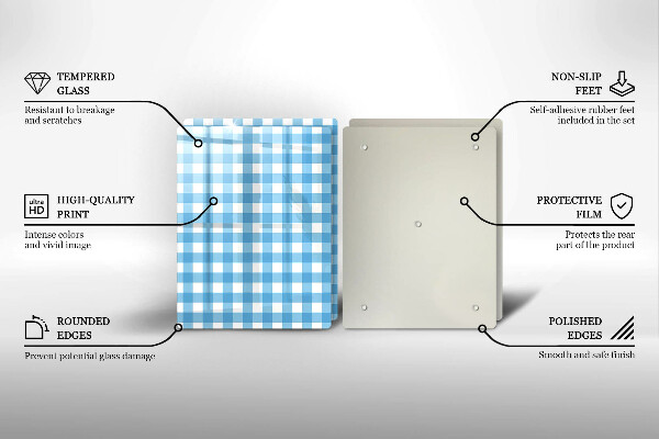 Zaščitna plošča za štedilnik Modro-bel karo vzorec