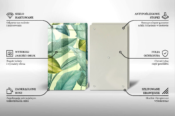 Zaščitna plošča za štedilnik Zeleni tropski listi