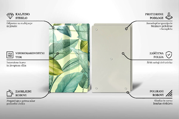 Zaščitna plošča za štedilnik Zeleni tropski listi