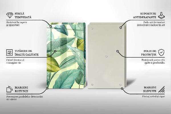 Zaščitna plošča za štedilnik Zeleni tropski listi