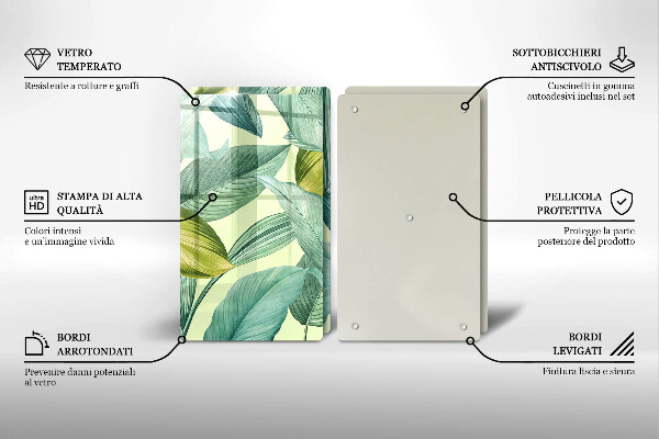 Zaščitna plošča za štedilnik Zeleni tropski listi