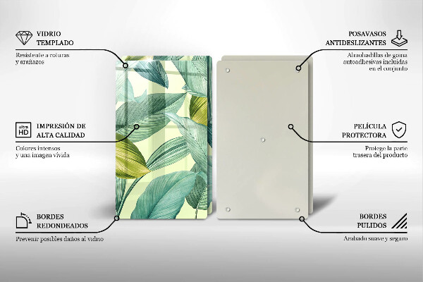 Zaščitna plošča za štedilnik Zeleni tropski listi