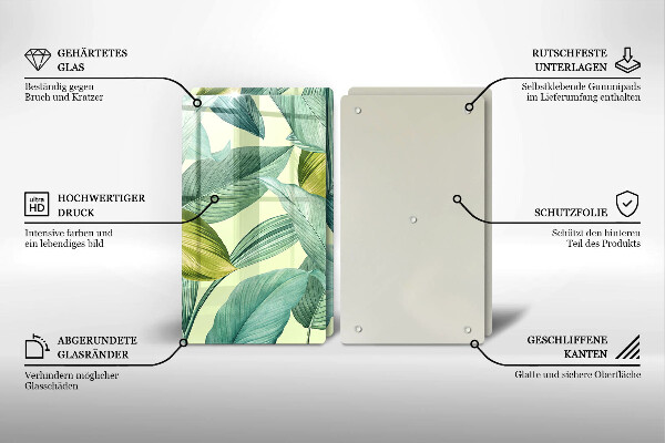 Zaščitna plošča za štedilnik Zeleni tropski listi