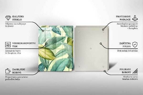 Zaščitna plošča za štedilnik Zeleni tropski listi