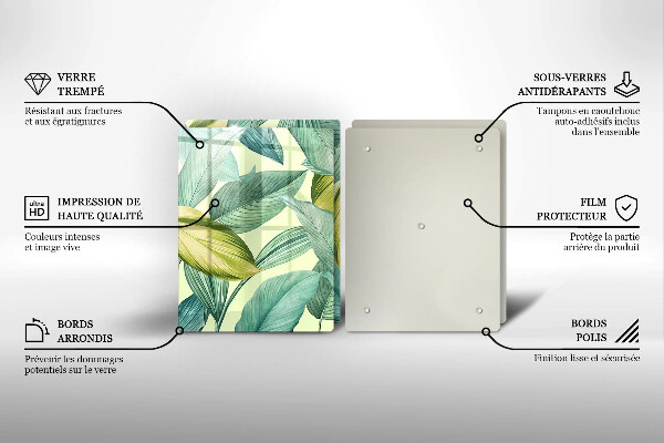 Zaščitna plošča za štedilnik Zeleni tropski listi