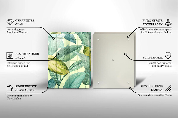 Zaščitna plošča za štedilnik Zeleni tropski listi