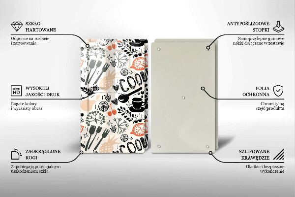 Zaščitna plošča za štedilnik Motiv risane kuhinje