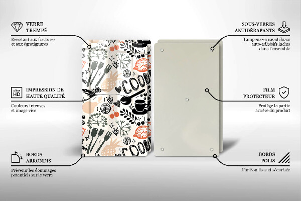 Zaščitna plošča za štedilnik Motiv risane kuhinje