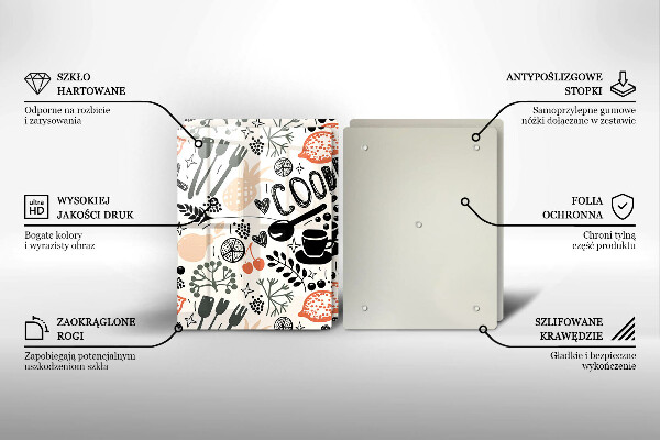 Zaščitna plošča za štedilnik Motiv risane kuhinje