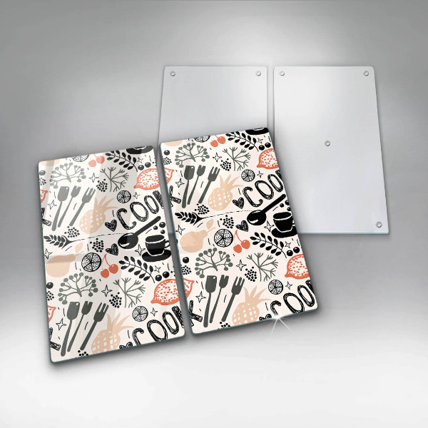 Zaščitna plošča za štedilnik Motiv risane kuhinje