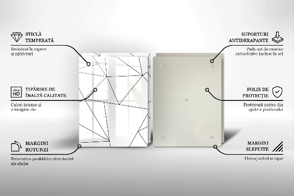 Zaščitna plošča za štedilnik Beli trikotniki