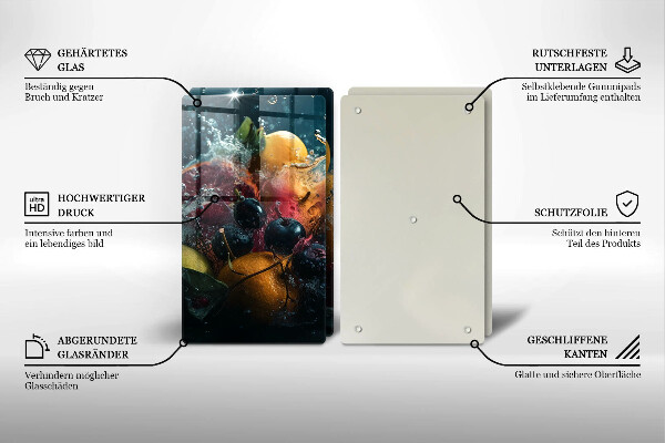 Zaščitna plošča za štedilnik Sadje v vodi