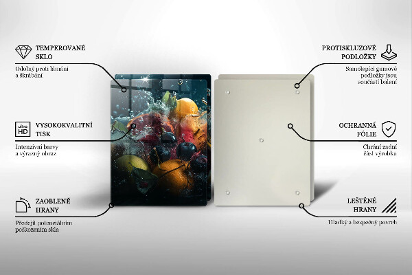 Zaščitna plošča za štedilnik Sadje v vodi