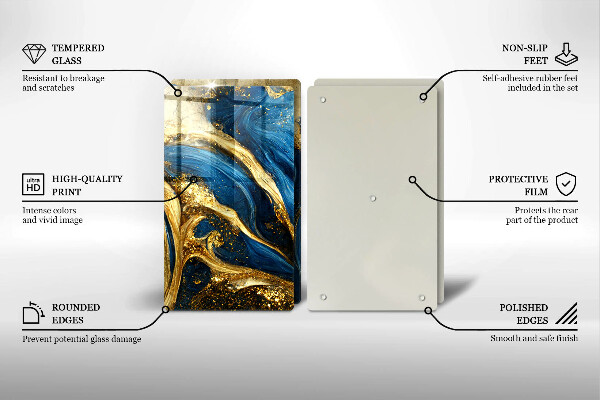 Zaščitna plošča za štedilnik Modri in zlati marmor