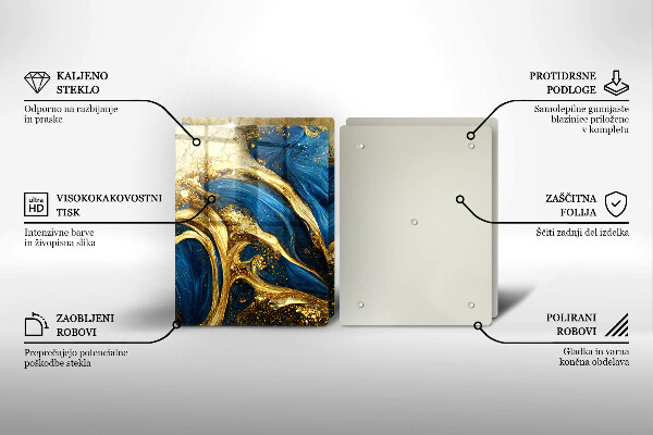 Zaščitna plošča za štedilnik Modri in zlati marmor