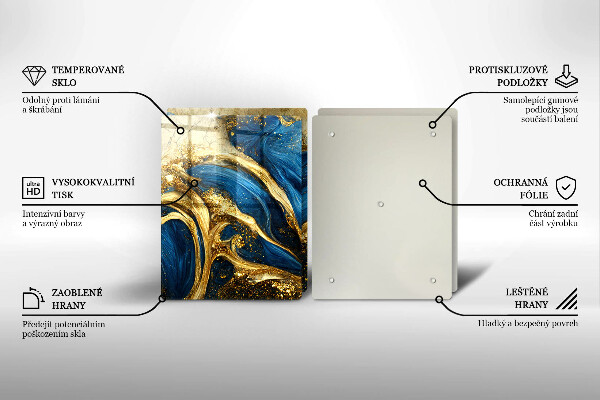 Zaščitna plošča za štedilnik Modri in zlati marmor