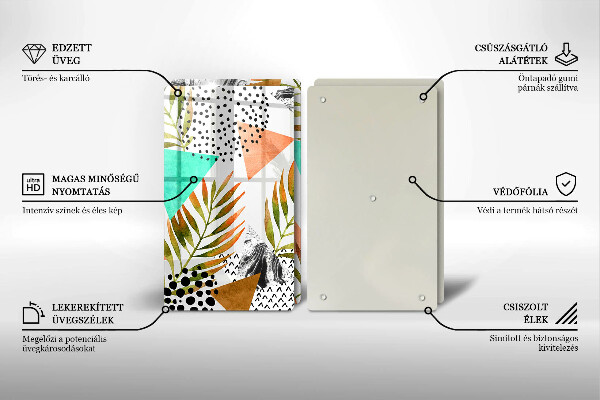 Zaščitna plošča za štedilnik Boho vzorec listov