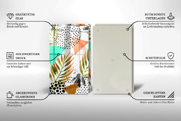 Zaščitna plošča za štedilnik Boho vzorec listov