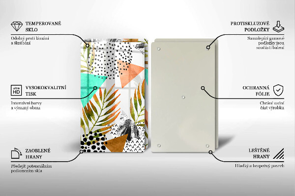 Zaščitna plošča za štedilnik Boho vzorec listov