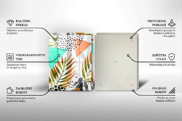 Zaščitna plošča za štedilnik Boho vzorec listov