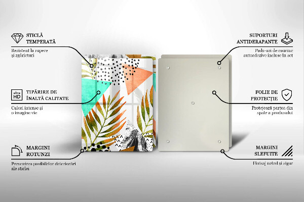 Zaščitna plošča za štedilnik Boho vzorec listov