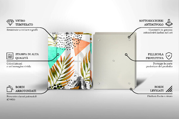 Zaščitna plošča za štedilnik Boho vzorec listov