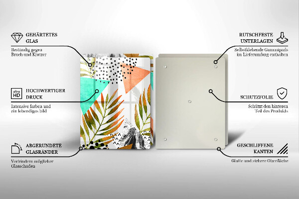 Zaščitna plošča za štedilnik Boho vzorec listov