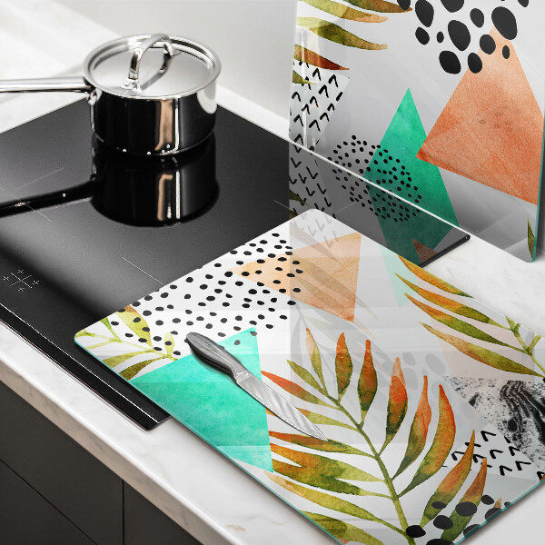 Zaščitna plošča za štedilnik Boho vzorec listov