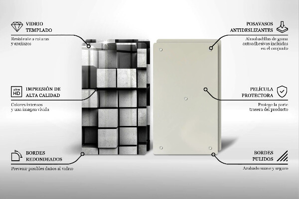 Stenska zaščitna plošča za štedilnik Abstraktni 3D kvadrati