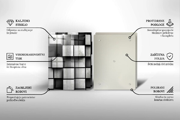 Stenska zaščitna plošča za štedilnik Abstraktni 3D kvadrati