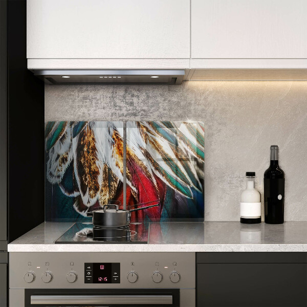 Zaščitna plošča za štedilnik Boho ptičje perje