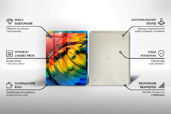 Zaščitna plošča za štedilnik Pisano perje papige