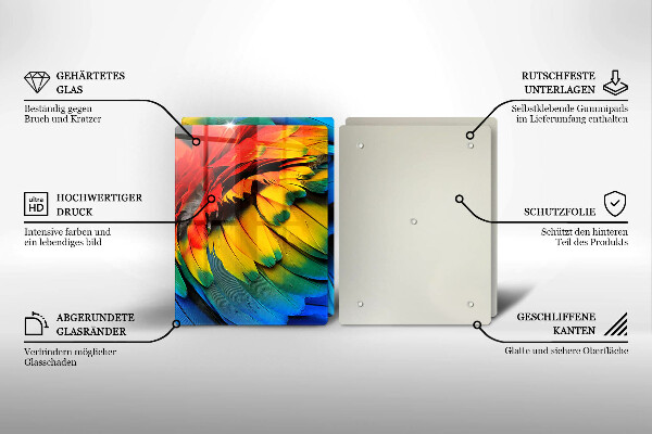 Zaščitna plošča za štedilnik Pisano perje papige