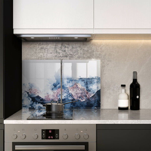 Zaščitna plošča za štedilnik Abstraktno poslikane gore