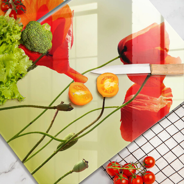 Stenska zaščitna plošča za štedilnik Cvetovi rdečega maka