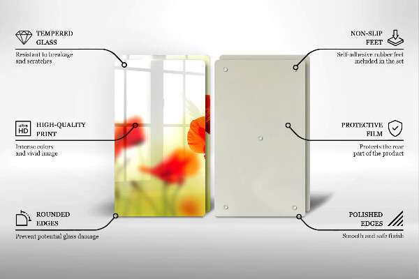 Stenska zaščitna plošča za štedilnik Cvetovi rdečega maka