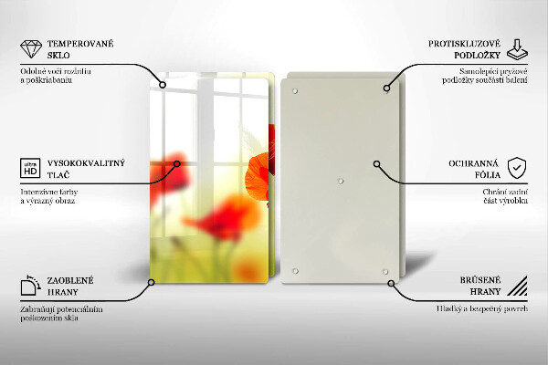 Stenska zaščitna plošča za štedilnik Cvetovi rdečega maka