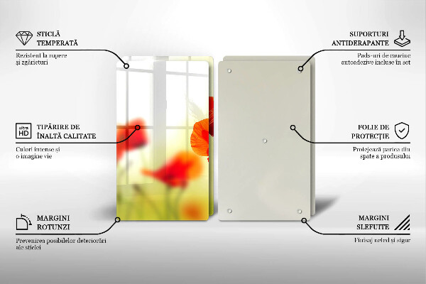 Stenska zaščitna plošča za štedilnik Cvetovi rdečega maka