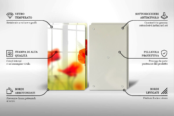 Stenska zaščitna plošča za štedilnik Cvetovi rdečega maka