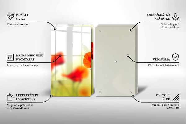 Stenska zaščitna plošča za štedilnik Cvetovi rdečega maka