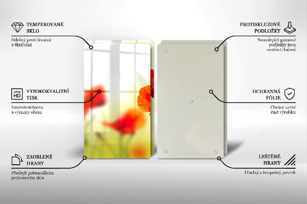 Stenska zaščitna plošča za štedilnik Cvetovi rdečega maka