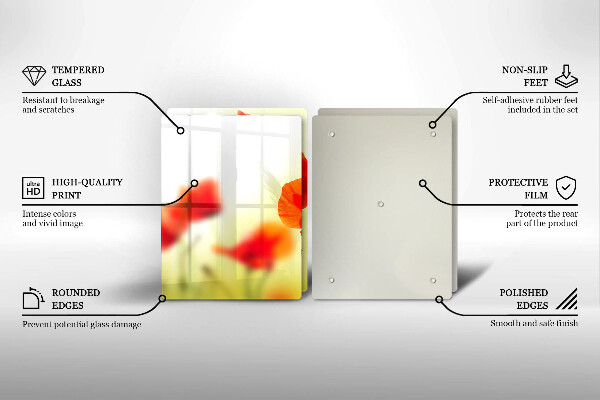 Stenska zaščitna plošča za štedilnik Cvetovi rdečega maka