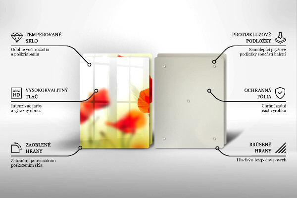 Stenska zaščitna plošča za štedilnik Cvetovi rdečega maka