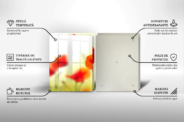 Stenska zaščitna plošča za štedilnik Cvetovi rdečega maka