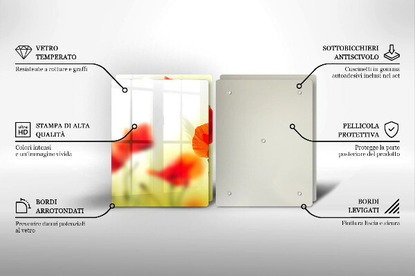 Stenska zaščitna plošča za štedilnik Cvetovi rdečega maka